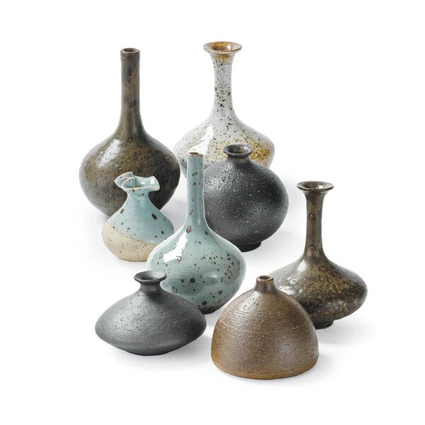 Set of earth colored porcelain bud vases